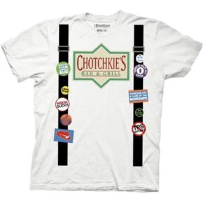 Office Space Chotchkie's Bar & Grill Suspenders Costume White Mens T-shirt in Saudi Arabia