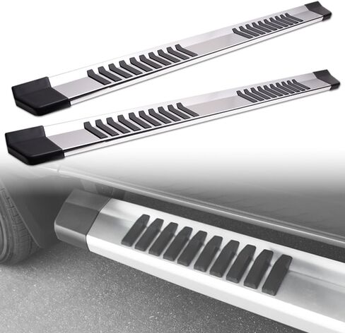Armordillo 6" OE Style with Polymer Stripes Aluminum Running Boards|Compatible with 2005-2023 Toyota Tacoma Double (Crew) Cab|8735886|Silver|Side Step Nerf Bars in Saudi Arabia