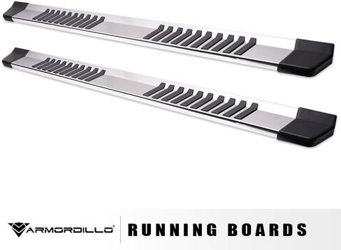 Armordillo 6" OE Style with Polymer Stripes Aluminum Running Boards|Compatible with 2005-2023 Toyota Tacoma Double (Crew) Cab|8735886|Silver|Side Step Nerf Bars in Saudi Arabia
