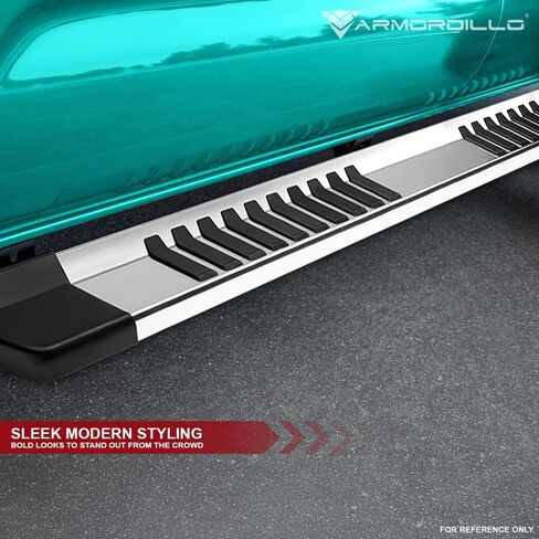 Armordillo 6" OE Style with Polymer Stripes Aluminum Running Boards|Compatible with 2005-2023 Toyota Tacoma Double (Crew) Cab|8735886|Silver|Side Step Nerf Bars in Saudi Arabia