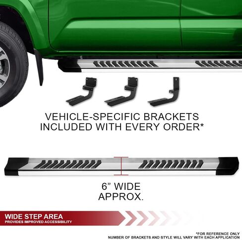 Armordillo 6" OE Style with Polymer Stripes Aluminum Running Boards|Compatible with 2005-2023 Toyota Tacoma Double (Crew) Cab|8735886|Silver|Side Step Nerf Bars in Saudi Arabia