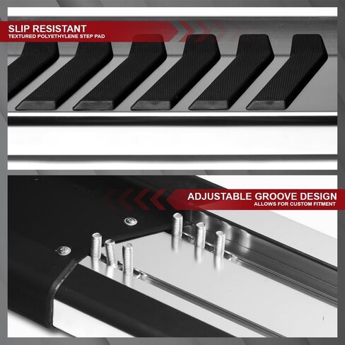 Armordillo 6" OE Style with Polymer Stripes Aluminum Running Boards|Compatible with 2005-2023 Toyota Tacoma Double (Crew) Cab|8735886|Silver|Side Step Nerf Bars in Saudi Arabia
