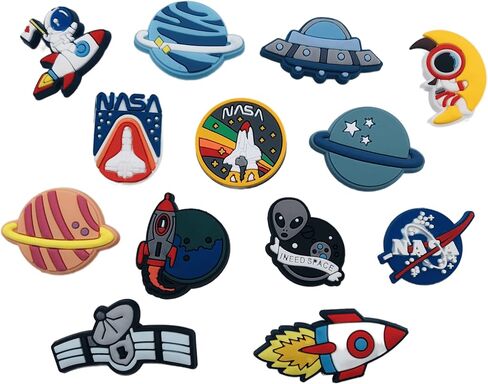 FoxYaye 13 Space Shoe Charms - Spaceship Rocket Alien, Crock Shoe Accessories Wristband Bracelet Different Shapes, For Everyone Of All Ages in Saudi Arabia