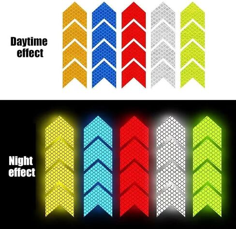 10 PCS Reflective Stickers, 1.97" x 1.77" Waterproof High Visibility Night Caution Warning Arrow Shape Safety Reflective Tapes, Universal for Most Vehicles (Yellow) in Saudi Arabia