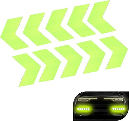 10 PCS Reflective Stickers, 1.97" x 1.77" Waterproof High Visibility Night Caution Warning Arrow Shape Safety Reflective Tapes, Universal for Most Vehicles (Yellow) in Saudi Arabia