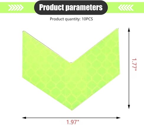 10 PCS Reflective Stickers, 1.97" x 1.77" Waterproof High Visibility Night Caution Warning Arrow Shape Safety Reflective Tapes, Universal for Most Vehicles (Yellow) in Saudi Arabia