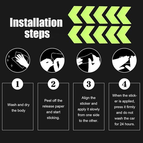 10 PCS Reflective Stickers, 1.97" x 1.77" Waterproof High Visibility Night Caution Warning Arrow Shape Safety Reflective Tapes, Universal for Most Vehicles (Yellow) in Saudi Arabia