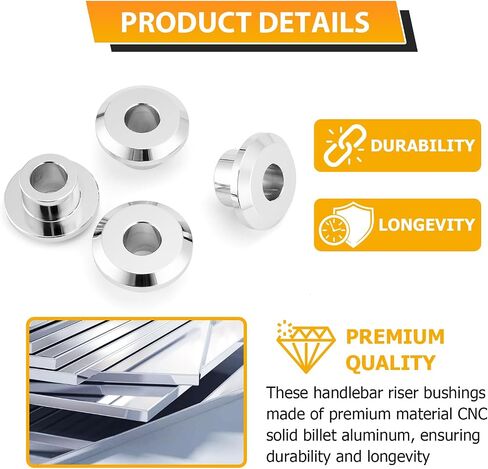 Mofun CNC Handlebar Riser Bushings Solid Billet Aluminum Compatible with Harley Touring Street Glide Electra Glide Road Glide Road King 1983-2025, Fit Softail Slim Low Rider 2018-2025 Chrome in Saudi Arabia