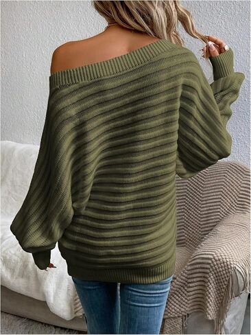 Women's Plus Size Off Shoulder Sweaters Long Sleeve Pullover Jumper Top Fall Outfits in Saudi Arabia