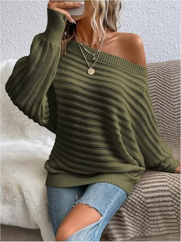 Women's Plus Size Off Shoulder Sweaters Long Sleeve Pullover Jumper Top Fall Outfits in Saudi Arabia