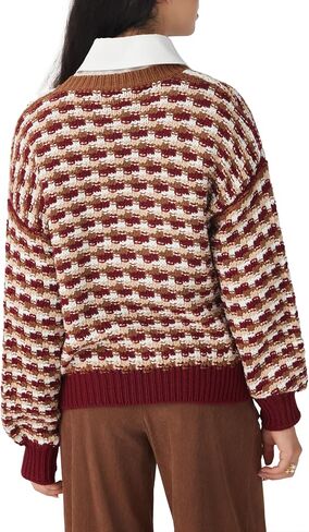 CIDER Women's Sweaters Jacquard Long Sleeve Trendy Knit Sweater Pullover Loose Fit Casual Old Money Fall Outfits in Saudi Arabia