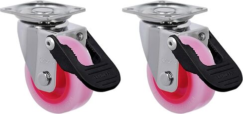 GLAP 210 Citrus Pink FPI، 2 بوصة (50 مم) دوارة، فرامل، عجلة بولي إيثيلين لا تترك علامات، 90 رطل، اللوحة: 1-21/32 × 1-21/32 بوصة (BH 1-1/4 × 1-1 /4") in Kuwait