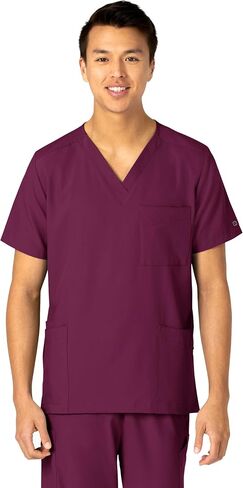 WonderWink W123 Unisex 4 Pocket Utility Scrub Top, Red, 5X in Saudi Arabia