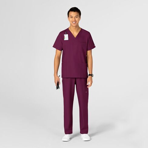 WonderWink W123 Unisex 4 Pocket Utility Scrub Top, Red, 5X in Saudi Arabia