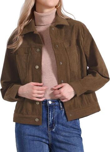 Allegra K Corduroy Jacket for Women Casual Long Sleeve Fall Outerwear Button Down Shacket Jackets in Saudi Arabia