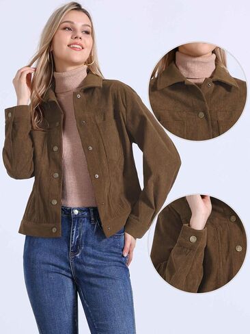 Allegra K Corduroy Jacket for Women Casual Long Sleeve Fall Outerwear Button Down Shacket Jackets in Saudi Arabia