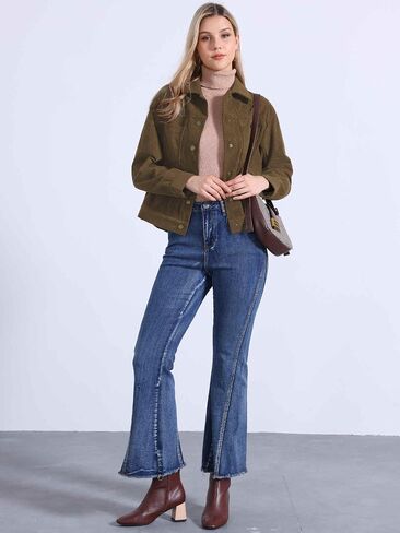 Allegra K Corduroy Jacket for Women Casual Long Sleeve Fall Outerwear Button Down Shacket Jackets in Saudi Arabia
