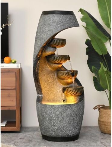 Outdoor Garden Water Fountain 127cm Floor Standing Outdoor Fountain Garden Waterfall Decoration Water Feature for Porch Courtyard Home Art Decoration Contemporary Water Feature in Saudi Arabia