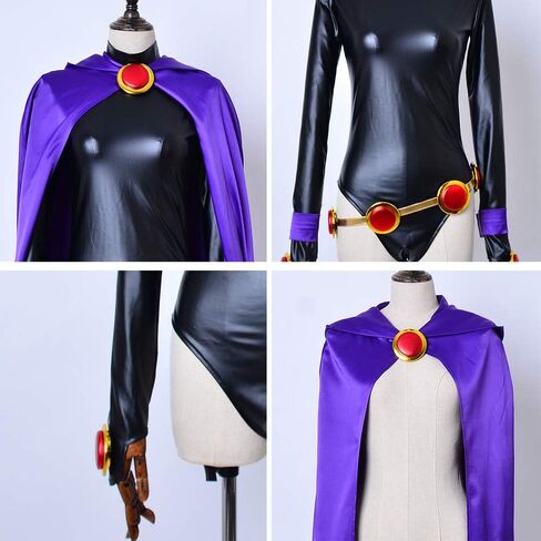 miccostumes Women's Costume Magical Girl Cosplay Fighting Bodysuit Full Set With Purple Hooded Cloak in Saudi Arabia