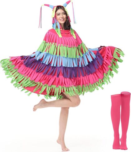 Pinata Costume for Women - Halloween Costumes Hooded Cape Piñata Onesies Jumpsuit for Adults Teens Boys Girls in Saudi Arabia