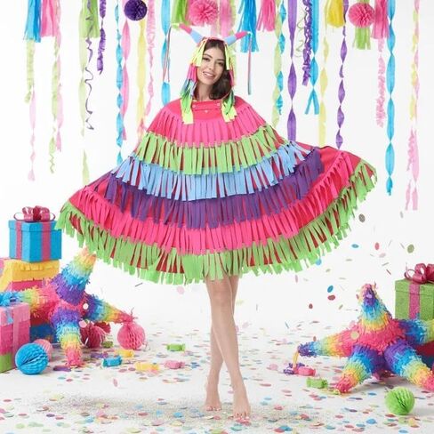 Pinata Costume for Women - Halloween Costumes Hooded Cape Piñata Onesies Jumpsuit for Adults Teens Boys Girls in Saudi Arabia