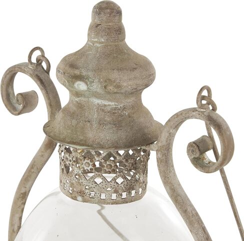 Deco 79 Metal Scroll Indoor Outdoor Candle Lantern Decorative Lantern Candle Holder with Arched Handle, Lantern 9" x 8" x 12", Bronze in Saudi Arabia