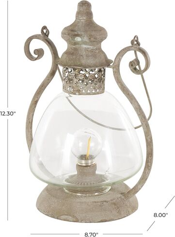 Deco 79 Metal Scroll Indoor Outdoor Candle Lantern Decorative Lantern Candle Holder with Arched Handle, Lantern 9" x 8" x 12", Bronze in Saudi Arabia