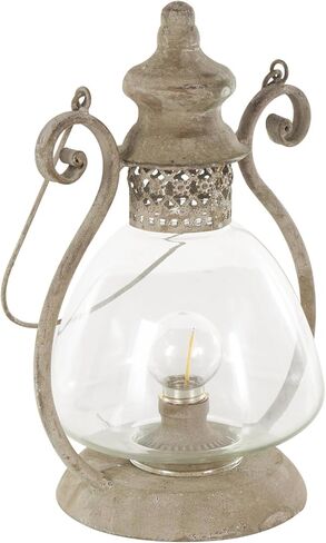 Deco 79 Metal Scroll Indoor Outdoor Candle Lantern Decorative Lantern Candle Holder with Arched Handle, Lantern 9" x 8" x 12", Bronze in Saudi Arabia