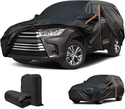 غطاء لسيارة Toyota Highlander، غطاء هايلاندر مناسب حسب الطلب 2008-2019، أغطية سيارة للسيارات في جميع الأحوال الجوية ضد الماء والغبار والثلج والحماية من البرد، غطاء سيارة مع سحاب باب/شريط عاكس in Saudi Arabia