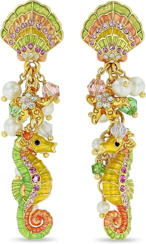 By The Sea Seahorse Shell and Starfish Post Earrings by Ritzy Couture DeLuxe – 18K Gold Plated in Saudi Arabia