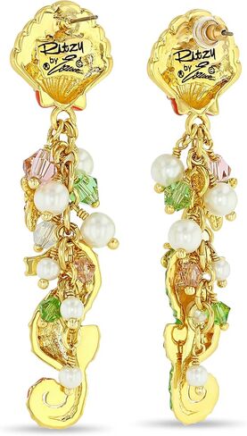By The Sea Seahorse Shell and Starfish Post Earrings by Ritzy Couture DeLuxe – 18K Gold Plated in Kuwait