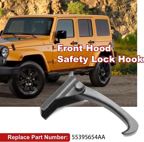 55395654AA غطاء محرك السيارة السلامة مزلاج قفل الأمان الأمامي هوك، بديل لسيارة جيب رانجلر 3.6L 3.8L 2007-2017، يستبدل 55395654AA in Saudi Arabia