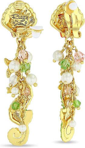 By The Sea Seahorse Shell and Starfish Post Earrings by Ritzy Couture DeLuxe – 18K Gold Plated in Saudi Arabia