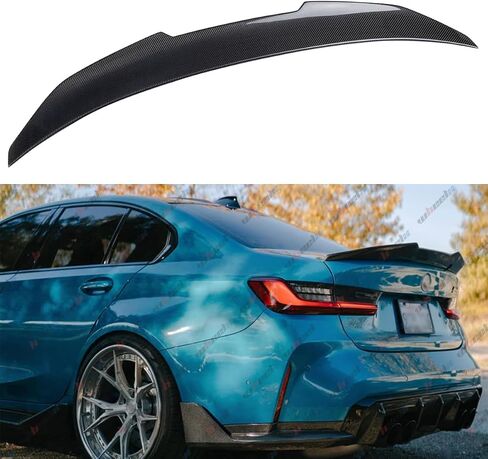 Real Carbon Fiber Rear Spoiler Compatible with 2019-2025 BMW G20 3 Series & G80 M3, PSM Style Duckbill Fits for 320i 320e 330i 330e 340i M340i, Trunk Exterior High Kick Tail Deck Lid Wing Lip in Saudi Arabia