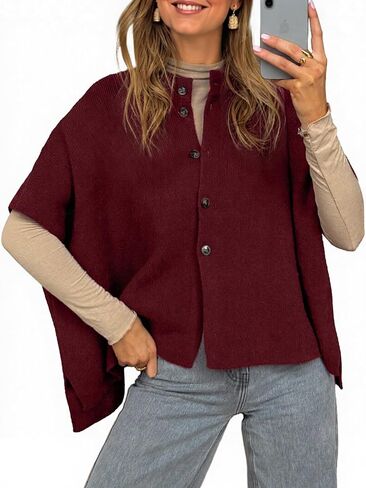 Simplee Womens Oversized Batwing Short Sleeve Cardigan Crewneck Button Down Knit Sweaters Pullover Fall Tops 2025 in Saudi Arabia