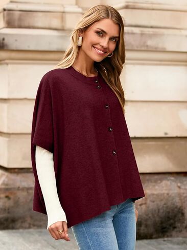 Simplee Womens Oversized Batwing Short Sleeve Cardigan Crewneck Button Down Knit Sweaters Pullover Fall Tops 2025 in Saudi Arabia