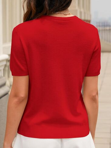 DAIMIDY Womens Cotton & Modal Short Sleeve Sweaters Lightweight Summer Pullover Basic Knit Tops in Kuwait