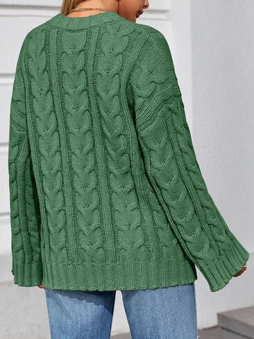 Saodimallsu المرأة البلوزات المتضخم كابل متماسكة جرس Batwing كم طاقم الرقبة الخريف الشتاء مكتنزة البلوز القمم in Kuwait