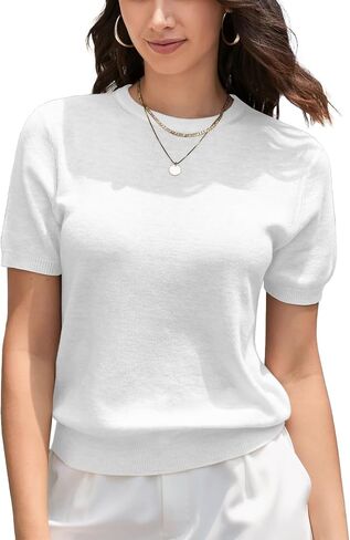 DAIMIDY Womens Cotton & Modal Short Sleeve Sweaters Lightweight Summer Pullover Basic Knit Tops in Kuwait