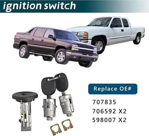 for Chevy Suburban GMC Sierra Yukon Cadillac Escalade Silverado Ignition Switch with Key 2003-2006 Ignition Lock Cylinder with Key Replace OE# 707835 + 706592 X2 + 598007 X2 in Saudi Arabia