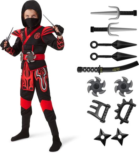 Spooktacular Creations Red Ninja Costume for Kids, Boys Halloween Dress Up Party, Ninja Role Playing in Saudi Arabia
