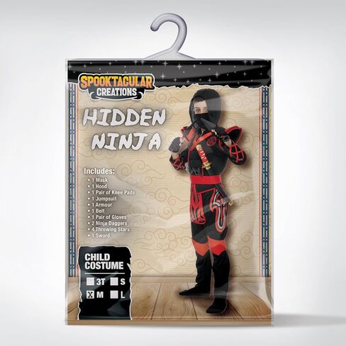 Spooktacular Creations Red Ninja Costume for Kids, Boys Halloween Dress Up Party, Ninja Role Playing in Saudi Arabia