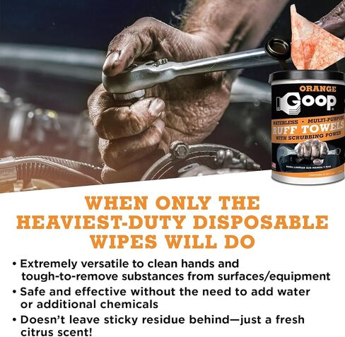 مناشف تنظيف الأيدي متعددة الأغراض بدون ماء من Orange Goop - 72 منشفة، 25.4 سم × 30.48 سم (عبوة من قطعتين) in Saudi Arabia