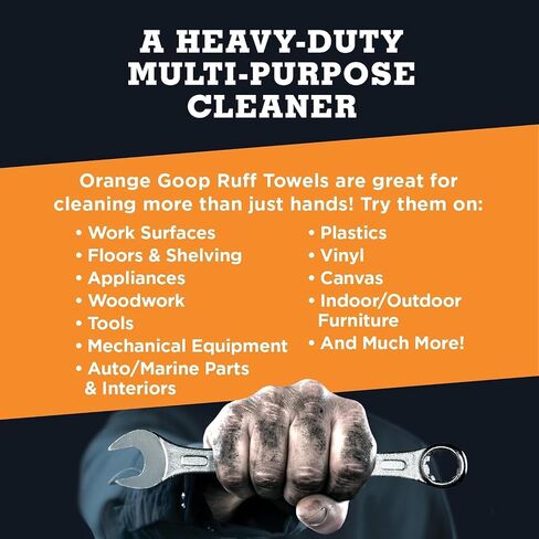 مناشف تنظيف الأيدي متعددة الأغراض بدون ماء من Orange Goop - 72 منشفة، 25.4 سم × 30.48 سم (عبوة من قطعتين) in Saudi Arabia