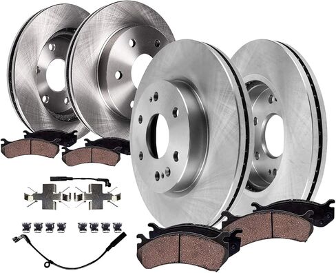 Detroit Axle - 8pc Brake Kit for Chevrolet GMC Silverado Sierra 1500 Yukon XL Cadillac Escalade ESV Disc Brake Rotors Ceramic Brakes Pads Replacement : 13.50" inch Front and 13.58" inch Rear Rotors in Saudi Arabia