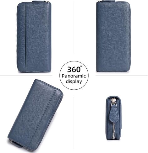 RFID Blocking Womens Zipper Wallet Leather Large Capacity Billfold Clutch Zip Around Wallets for Women in Kuwait