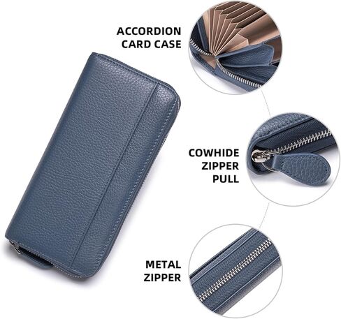 RFID Blocking Womens Zipper Wallet Leather Large Capacity Billfold Clutch Zip Around Wallets for Women in Kuwait