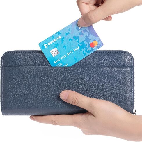 RFID Blocking Womens Zipper Wallet Leather Large Capacity Billfold Clutch Zip Around Wallets for Women in Kuwait