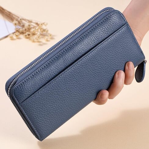 RFID Blocking Womens Zipper Wallet Leather Large Capacity Billfold Clutch Zip Around Wallets for Women in Kuwait