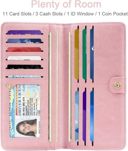 Wallet Women Bifold Faux Crocodile Leather Minimalist Slim Thin Long Wallets RFID Blocking Credit Cards Holder Purse with Back Zipper Coin Pocket for Women and Men,Pink in Kuwait